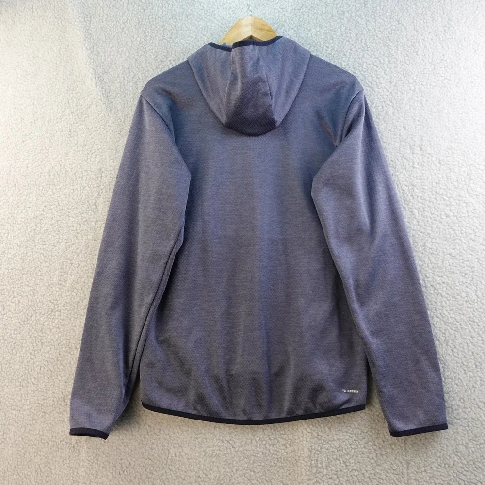 Adidas ClimaWarm Hoodie Mens S Pullover 3 Stripe Heather Gray Activewear Stretch